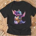 Cute Space Dragon Collecting Easter Eggs Basket Galaxy Theme T-Shirt Gifts for Old Men
