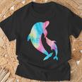 Cute Tie-Dye Dolphin Parent And Child Dolphins T-Shirt Gifts for Old Men