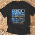 Dallas Texas Skyline Artistic Total Solar Eclipse 2024 T-Shirt Gifts for Old Men