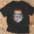 Damen Lgbt Pride Daddy Koala Bär Regenbogen Stolz Papaatertag Mit-Ausschnitt T-Shirt Geschenke für alte Männer