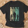 Damen Papa 2 Söhne Dad Hoch 2 Zweifacherater Mit-Ausschnitt T-Shirt Geschenke für alte Männer