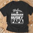 Damen Stolzer Siberian Husky Papa Mit-Ausschnitt T-Shirt Geschenke für alte Männer