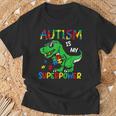 Dinosaur T-Rex Autism Is My Superpower Autism Awareness Boys T-Shirt Gifts for Old Men