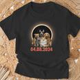 Dogs Cats Lovers Selfie Total Solar Eclipse April 8 2024 T-Shirt Gifts for Old Men