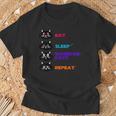 Eat-Sleep-Cat Warrior-Repeat-Cat Lover T-Shirt Gifts for Old Men
