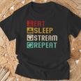 Eat Sleep Stream Repeat Streaming Gaming Streamer Vintage T-Shirt Gifts for Old Men
