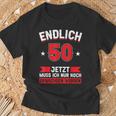 Endlich 50, T-Shirt zum 50. Geburtstag, Schwarz, Humorvolles Motiv Geschenke für alte Männer