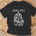 Evil Old Maniking Skull Dad Grandpa Skull T-Shirt Geschenke für alte Männer