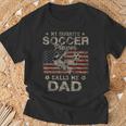 My Favorite Soccer Player Calls Me Dad Usa Flag T-Shirt Gifts for Old Men