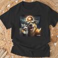 Cat And Dog Selfie With Solar 2024 Eclipse Wearing T-Shirt Gifts for Old Men
