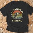 Fishing- Id Rather Be Fishing Bass Fish Dad T-Shirt Gifts for Old Men
