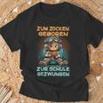 Gamer Computer Zum Zocken Geboren Zur Schule Zwungen T-Shirt Geschenke für alte Männer