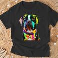 Glow In Style Black Dog Elegance With Colorful Flair Bright T-Shirt Gifts for Old Men
