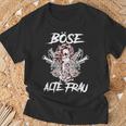 Gothic T-Shirt Schwarzes Böse Alte Frau Motiv mit Rosen und Schwertern Geschenke für alte Männer