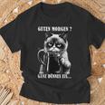 Guten Morgen Ganz Thin Eis German Language Cat Kaffee Black T-Shirt Geschenke für alte Männer