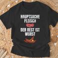 Hauptsache Fleischesser Meat Der Rest Ist Wurst T-Shirt Geschenke für alte Männer