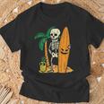 Hawaii Surfer Skeleton Cool Chill Halloween Beach T-Shirt Gifts for Old Men