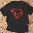 Heart Paw Print Valentines Cute Dog Love Doggie Puppy Lover T-Shirt Gifts for Old Men