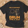 Hello Darkness Bruh Cat Lover Solar Eclipse April 08 2024 T-Shirt Gifts for Old Men