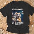Hello Darkness My Old Friend Solar Eclipse April 08 2024 Cat T-Shirt Gifts for Old Men