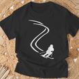 Herren Skifahrer Silhouette T-Shirt Schwarz, Ski Motiv Tee Geschenke für alte Männer