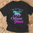 Horse Riding This Girl Runs Horses & Jesus Christian T-Shirt Gifts for Old Men