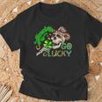 Howdy Go Lucky Leopard St Patrick's Day Western Cowboy Women T-Shirt Gifts for Old Men