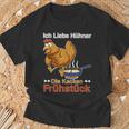 Ich Liebe Hühner Die Kacken Breakfast German Language T-Shirt Geschenke für alte Männer