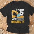 I'm Five 5 Year Old 5Th Birthday Boy Excavator Construction T-Shirt Gifts for Old Men