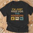 I'm Just Here For The Hookups Camp Rv Camper Camping T-Shirt Gifts for Old Men