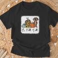 It's Fall Y'all Yellow Dachshund Dog Leopard Pumpkin Falling T-Shirt Gifts for Old Men