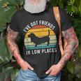 I've Got Friends In Low Places Basset Hound Retro T-Shirt Gifts for Old Men