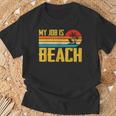 My Job Is Beach Retro Summer Vacation Beach T-Shirt Gifts for Old Men