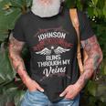 Johnson Blood Runs Through My Veins Last Name Family T-Shirt Gifts for Old Men