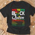 Junenth Black Queen Nutritional Facts Freedom Day T-Shirt Gifts for Old Men