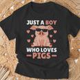 Just A Boy Who Loves Pigs Men Pig Lovers Pig Stuff T-Shirt Gifts for Old Men