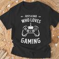 Just A Dad Who Loves Gaming Fathers Day Gamers Saying T-Shirt Gifts for Old Men
