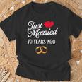 Just Married 70 Years Ago Couple 70Th Anniversary T-Shirt Gifts for Old Men