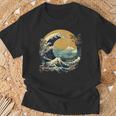 La Gran Ola Y Las Montañas Arte Japonés Kanagawa Camiseta unisex Regalos para ancianos