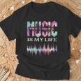 La Música Es Miida Ecualizador De Ondas Sonoras Dj Camiseta unisex Regalos para ancianos
