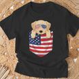Labrador Dog Peeking Pocke Patriotic Father Men T-Shirt Gifts for Old Men