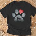 Labrador Retriever Paws Dog Lovers Red Heart Pet T-Shirt Gifts for Old Men