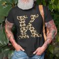 Leopard Cheetah Print Letter K Initial Rustic Monogram T-Shirt Gifts for Old Men