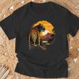 Leopard Savanne Sonnenuntergang Wildlife Safari Motiv Tierdruck T-Shirt Geschenke für alte Männer