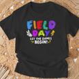 Let The Games Begin Orange Yellow Red Blue Field Day Teacher T-Shirt Gifts for Old Men