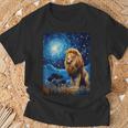 Lion Starry Night Van Gogh Style Graphic T-Shirt Gifts for Old Men