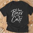 I Love Beer And Cats Alcohol & Kitten T-Shirt Gifts for Old Men