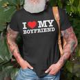 I Love My Boyfriend Pocket Graphic Matching Couples T-Shirt Gifts for Old Men
