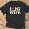 I Love My Hot Cougar Wife I Heart My Hot Cougar Wife T-Shirt Gifts for Old Men