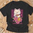 Lucky And Cute Japanese Lucky Cat Maneki Neko Good Luck Cat T-Shirt Gifts for Old Men